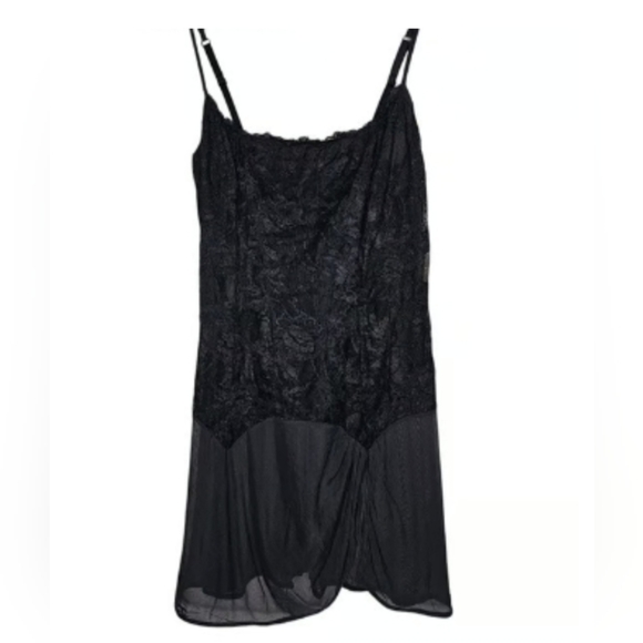 Victoria's Secret Other - Y2k Victoria's Secret L Black Sheer Lace Mini Dress Nightgown